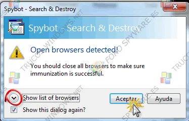 Inmunizar navegadores Spybot Search & Destroy