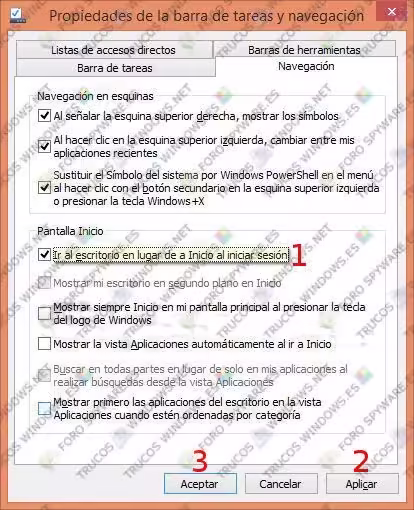 Iniciar Windows 8 en el escritorio