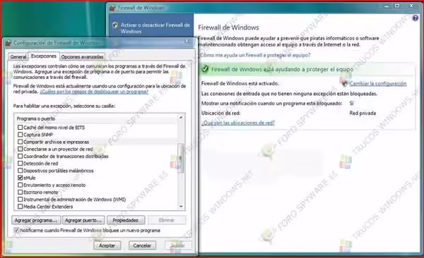 Firewall de Windows Vista Firewall de Windows Vista