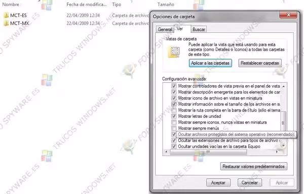 Temas Windows 7 Opciones de carpetas en Windows 7