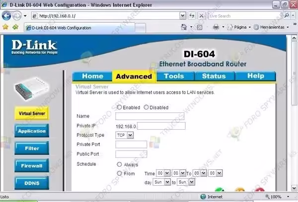 Configurar puertos en un router Dlink Di-604