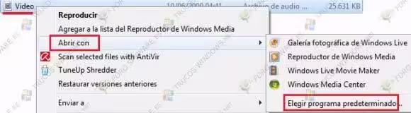 Asociar archivos con programas en Windows 7