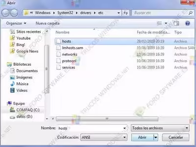 Editar el archivo hosts en Windows 7