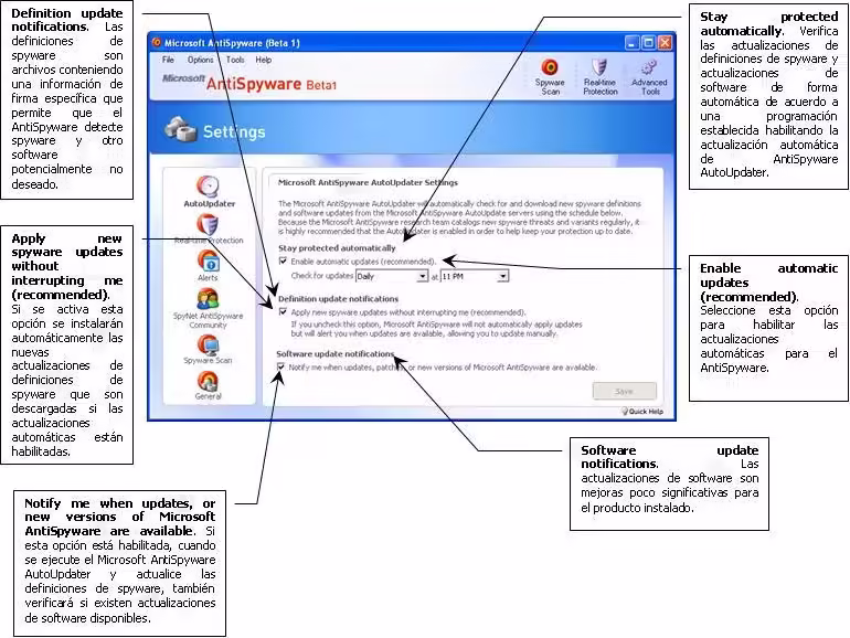 Instalacion y configuracion de Microsoft AntiSpyware
