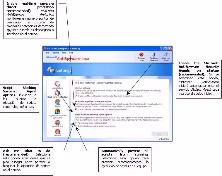 Instalacion y configuracion de Microsoft AntiSpyware