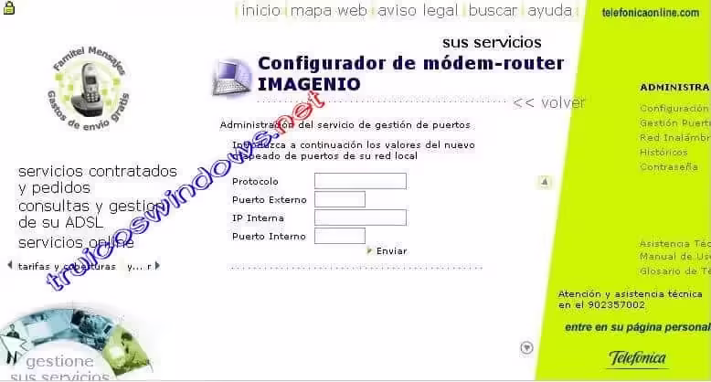 Menú Creación de Puertos Portal Alejandra