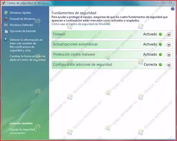 Centro seguridad Windows