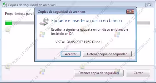 Copias de seguridad de Windows Vista
