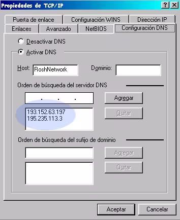 Configuración DNS Configuración DNS