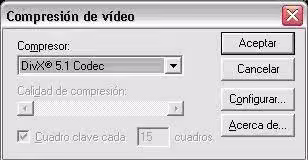 Selección del compresor de vídeo DivX en MiBaoTV