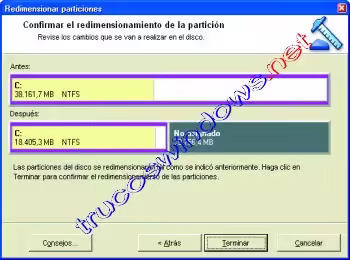 Redimensionar y crear nueva particion usando PartitionMagic Redimensionar y crear nueva partición