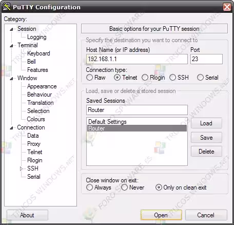Manual PuTTY Configuración de PuTTY para acceder a un router por Telnet