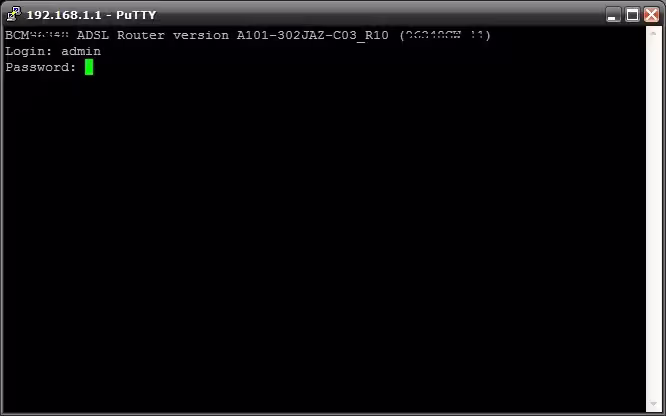 Manual PuTTY Ventana de PuTTY pidiendo el login del router