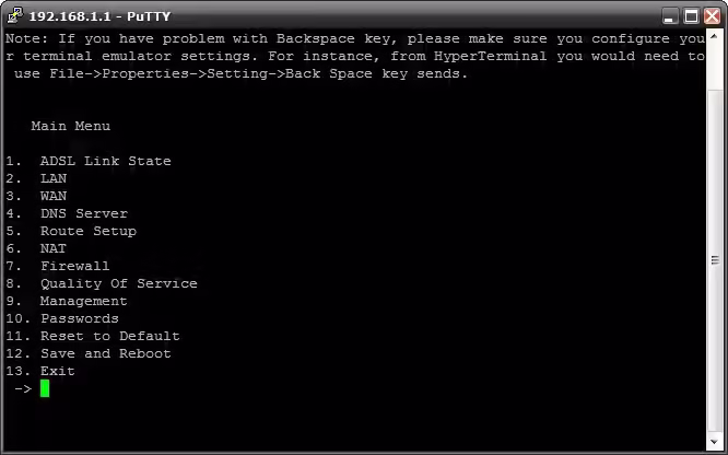 Manual PuTTY Sesión iniciada en el router dentro de PuTTY