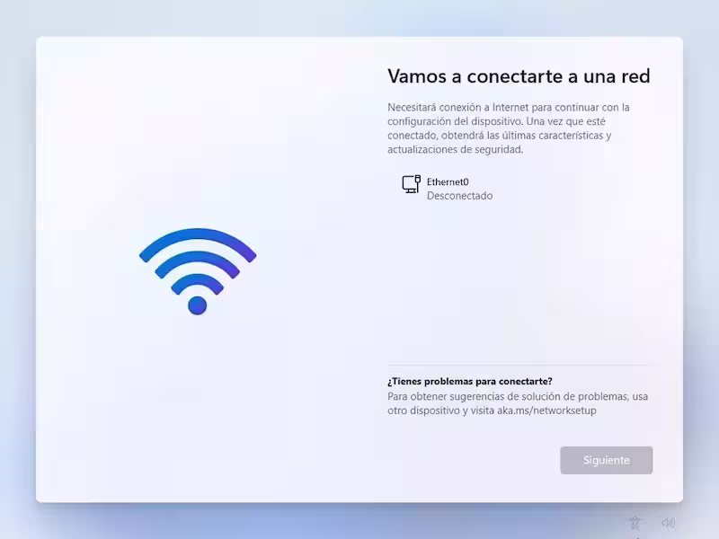 Saltarse requisito de Internet al instalar Windows 11 Vamos a conectarte a una red