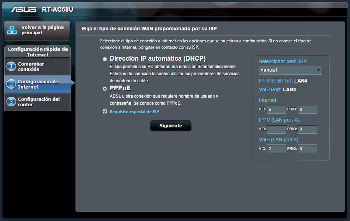 Configuración de conexión