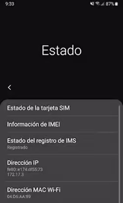Comprobar la dirección MAC Wi-Fi en un dispositivo Android
