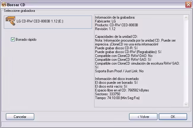 Borrar CD CloneCD