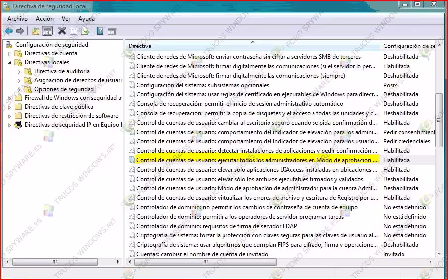 Deshabilitar la ventana de seguridad de Windows Vista Directiva de seguridad local - Deshabilitar la ventana de seguridad de Windows Vista