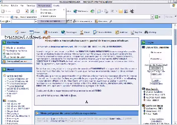 Configurar cookies en IE