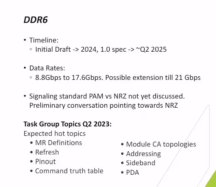 Estándar de la memoria RAM DDR6 Estándar de la memoria RAM DDR6