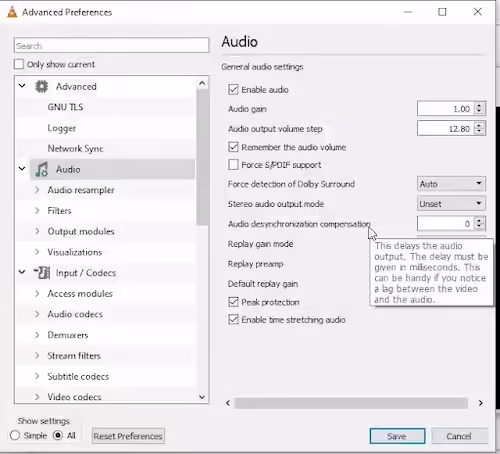 Compensación de De-sincronización de Audio