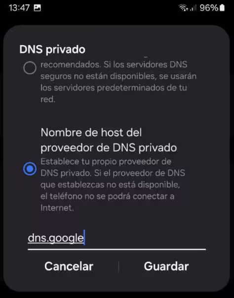 DNS privado en Android
