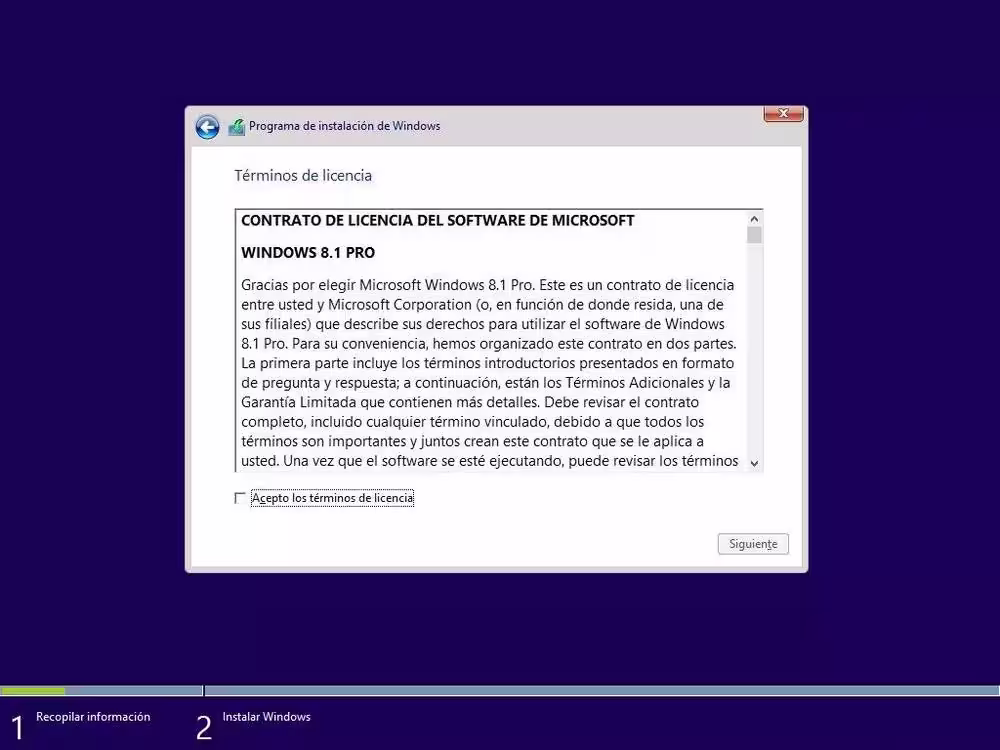 Instalar Windows 8.1 - Aceptación licencia Instalar Windows 8.1 - Aceptación licencia
