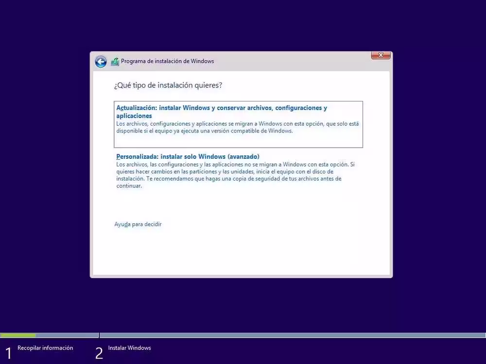 Instalar Windows 8.1 - Tipo instalación Instalar Windows 8.1 - Tipo instalación