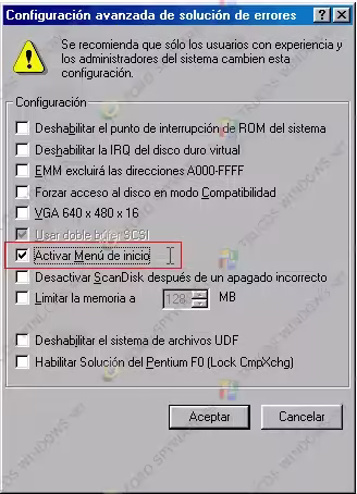 Reiniciar a prueba de fallos Configuraciín avanzada