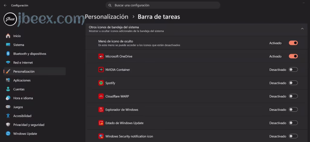 Cambia el comportamiento de los iconos del área de notificación personalización barra tareas iconos