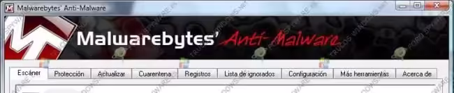 Malwarebytes Anti-Malware 1.x Pestañas de la ventana principal de Malwarebytes Anti-Malware 1.x