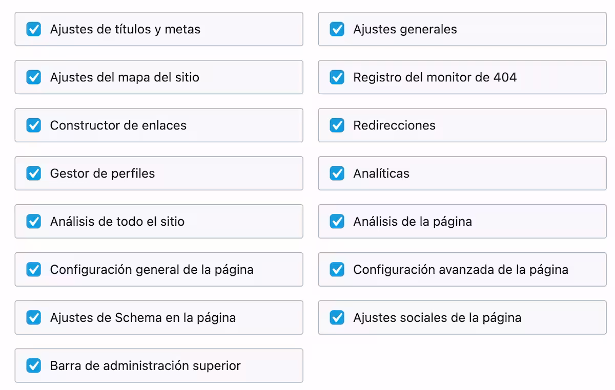 configurar privilegios de perfiles en rank math