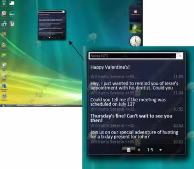 Nokia Text Messenger para la barra de Windows Vista Nokia Text Messenger para la barra de Windows Vista