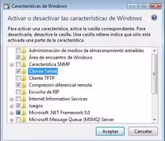 Activar o Desactivar las Características de Windows