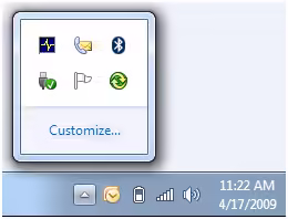 Cambia el comportamiento de los iconos del área de notificación Captura Imagen de los iconos del área de notificación Windows Vista