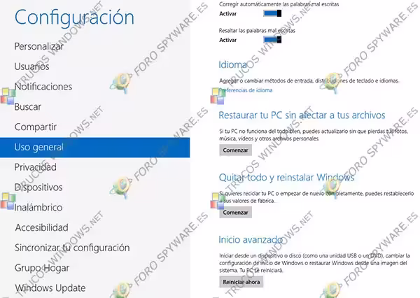 Restaurar y Restablecer