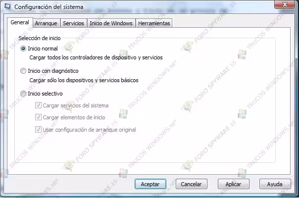Configuración sistema