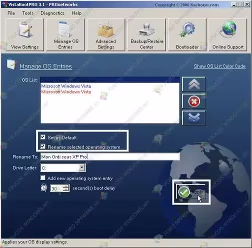 Rename selected operating system