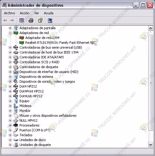 Administrador dispositivos