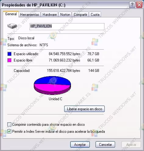 Espacio en disco