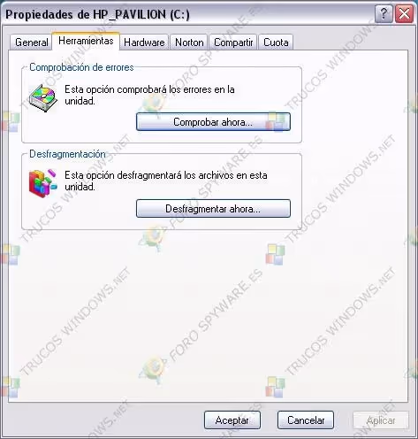 Herramientas comprobación disco