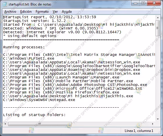 Manual completo de análisis e interpretación de logs de hijackthis y uso del programa Block de Notas