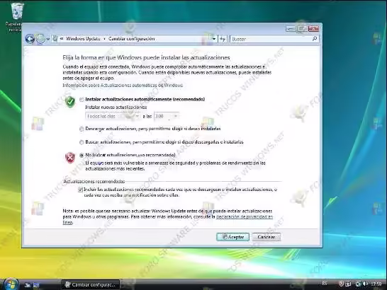 Desactivar actualizaciones automaticas