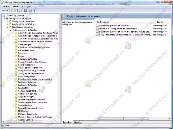 Desactivar reproducción automática USB en Windows 7