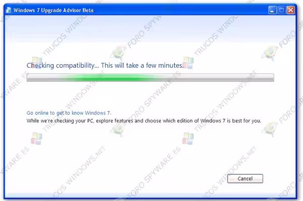 Windows 7 Upgrade Advisor Analizando