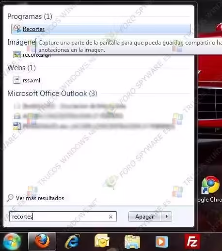 Usar Recortes para realizar capturas de pantalla