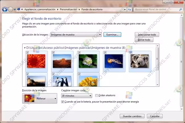 Temas Windows 7 a fondo Captura de Temas Windows 7 a fondo