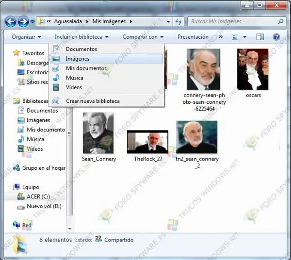 Bibliotecas en Windows 7 Imagenes