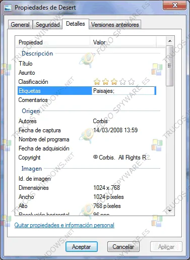 Bibliotecas en Windows 7 Detalles Etiquetas